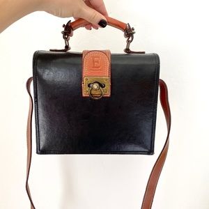 Vintage Crossbody Leather and Black Purse